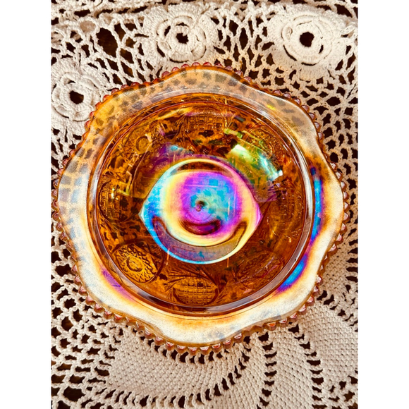 Vintage Indiana Carnival Glass Heirloom Series Sunset Red Butter Dish 1970s - Picture 8 of 12